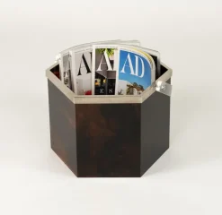 Pamono Mid-Century Basket in Tortoiseshell Acrylic Glass in the style of Christian Dior Home, Italy, 1970s><noscript><img width=