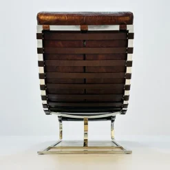 Pamono Mid-Century Bauhaus Chair in Leather and Chrome by Ludwig Mies Van Der Rohe, 1980s><noscript><img width=