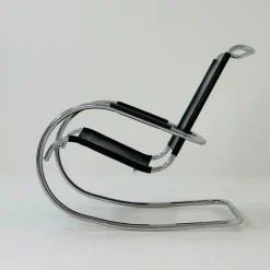 Clearance Pamono Mid-Century Bauhaus Rocking Chair in Leather by Fasem, 1980s