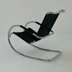 Clearance Pamono Mid-Century Bauhaus Rocking Chair in Leather by Fasem, 1980s