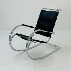Clearance Pamono Mid-Century Bauhaus Rocking Chair in Leather by Fasem, 1980s