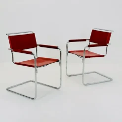 New Pamono Mid-Century Bauhaus S34 Armchairs by Mart Stam for Linea Veam, Italy, 1980s