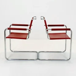 New Pamono Mid-Century Bauhaus S34 Armchairs by Mart Stam for Linea Veam, Italy, 1980s