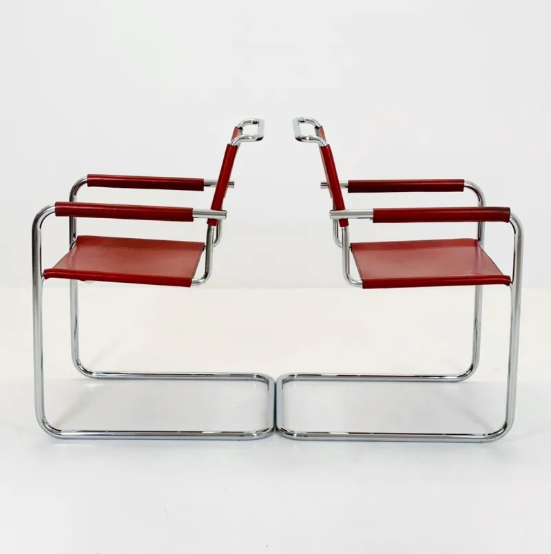New Pamono Mid-Century Bauhaus S34 Armchairs by Mart Stam for Linea Veam, Italy, 1980s