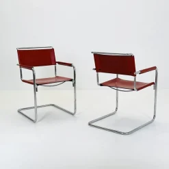 New Pamono Mid-Century Bauhaus S34 Armchairs by Mart Stam for Linea Veam, Italy, 1980s