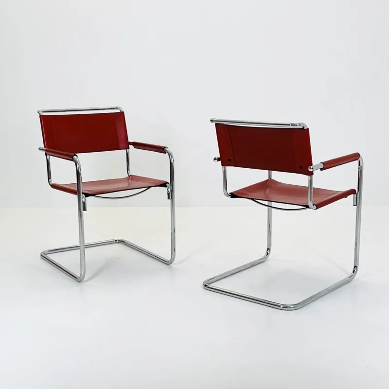 New Pamono Mid-Century Bauhaus S34 Armchairs by Mart Stam for Linea Veam, Italy, 1980s