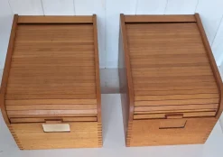 Clearance Pamono Mid-Century Beechwood Office Cabinets with Roller Shutter Closure, 1950s, Set of 2