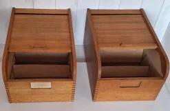 Clearance Pamono Mid-Century Beechwood Office Cabinets with Roller Shutter Closure, 1950s, Set of 2