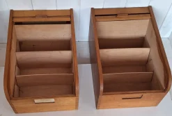 Clearance Pamono Mid-Century Beechwood Office Cabinets with Roller Shutter Closure, 1950s, Set of 2