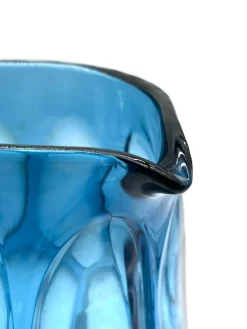 Pamono Mid-Century Blue Mouth-Blown Glass Carafe with Five Matching Glasses from Empoli, 1960s><noscript><img width=