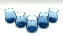 Pamono Mid-Century Blue Mouth-Blown Glass Carafe with Five Matching Glasses from Empoli, 1960s><noscript><img width=