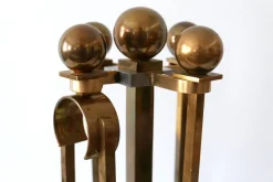 Best Pamono Mid-Century Brass and Steel Fireplace Tools, 1970s, Set of 5