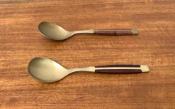 Pamono Mid-Century Brass and Teak Spoons, 1960s, Set of 2