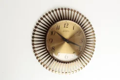 Pamono Mid-Century Brass Sunburst Wall Clock, 1960s> Clocks