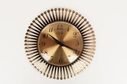 Pamono Mid-Century Brass Sunburst Wall Clock, 1960s><noscript><img width=