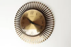 Pamono Mid-Century Brass Sunburst Wall Clock, 1960s><noscript><img width=