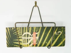 Pamono Mid-Century Brass Wall Newspaper Holder with Mounting Hook by Carl Auböck for Werkstätte Carl Auböck, Set of 2><noscript><img width=