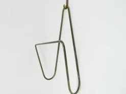 Pamono Mid-Century Brass Wall Newspaper Holder with Mounting Hook by Carl Auböck for Werkstätte Carl Auböck, Set of 2><noscript><img width=