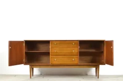 Pamono Mid-Century British Walnut and Brass Sideboard from Wrighton, 1960s><noscript><img width=