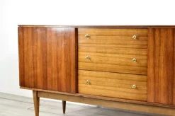 Pamono Mid-Century British Walnut and Brass Sideboard from Wrighton, 1960s><noscript><img width=