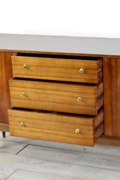 Pamono Mid-Century British Walnut and Brass Sideboard from Wrighton, 1960s><noscript><img width=