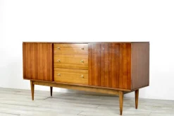 Pamono Mid-Century British Walnut and Brass Sideboard from Wrighton, 1960s><noscript><img width=