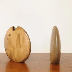 Clearance Pamono Mid-Century Brown Ceramic Fish and Flower Vases from Rois de Majorque, France, 1970s, Set of 2
