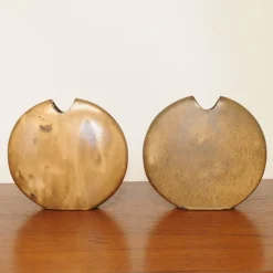 Clearance Pamono Mid-Century Brown Ceramic Fish and Flower Vases from Rois de Majorque, France, 1970s, Set of 2