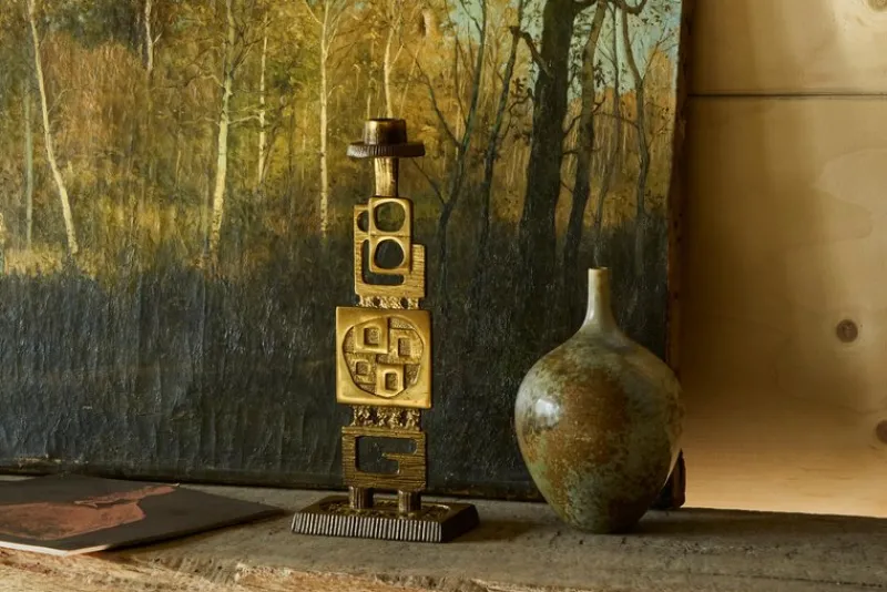 Outlet Pamono Mid-Century Brutalist Candleholder in Brass, 1960s