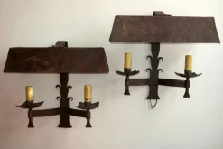 Discount Pamono Mid-Century Brutalist Patinated Iron Wall Lights, 1960s, Set of 2