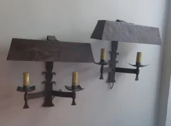 Discount Pamono Mid-Century Brutalist Patinated Iron Wall Lights, 1960s, Set of 2