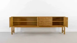 Pamono Mid-Century Brutalist Sideboard in Oak, 1970s><noscript><img width=