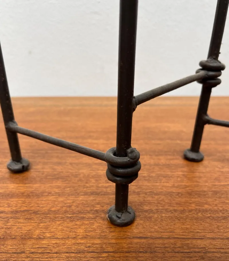 New Pamono Mid-Century Brutalist Wrought Iron Extendable Floor Candleholder, 1960s