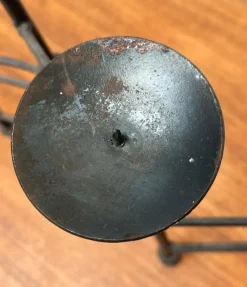 New Pamono Mid-Century Brutalist Wrought Iron Extendable Floor Candleholder, 1960s