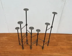 New Pamono Mid-Century Brutalist Wrought Iron Extendable Floor Candleholder, 1960s