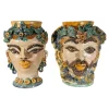 Pamono Mid-Century Ceramic Planters from Caltagirone Sicilia, Italy, Set of 2> Planters And Jardiniere