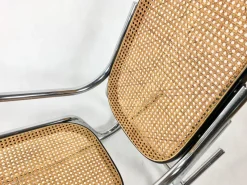 Pamono Mid-Century Chromed Steel & Rattan Rocking Chair, 1970s><noscript><img width=