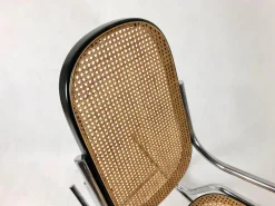 Pamono Mid-Century Chromed Steel & Rattan Rocking Chair, 1970s><noscript><img width=