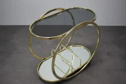 Pamono Mid-Century Cocktail Serving Bar Table in Brass, Germany, 1970s><noscript><img width=