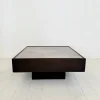 Pamono Mid-Century Coffee Table in Dark Oak with Etched Metal Top attributed to Lilienthal, 1970s> Coffee & Side Tables