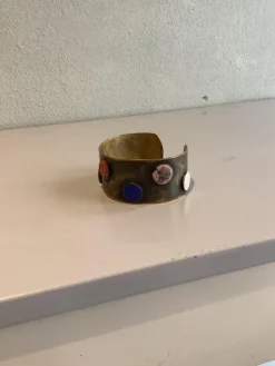 Pamono Mid-Century Copper and Enamal Bracelet, 1970s><noscript><img width=
