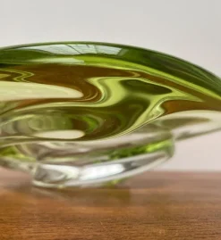 New Pamono Mid-Century Crystal Art Glass Fruit Bowl from Val Saint Lambert, Belgium, 1960s