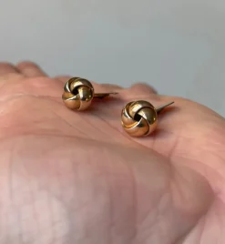 Pamono Mid-Century Cufflinks in Knotted 14 Carat Yellow Gold, 1960s, Set of 2><noscript><img width=