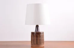 New Pamono Mid-Century Danish Brown and Purple Striped Ceramic Table Lamp by Jytte Trebbien, 1960s