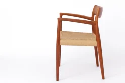 Pamono Mid-Century Danish Modern Model 57 Armchair in Teak with Papercord Seat by Niels Otto (N. O.) Møller for J. L. Møllers, 1960s><noscript><img width=