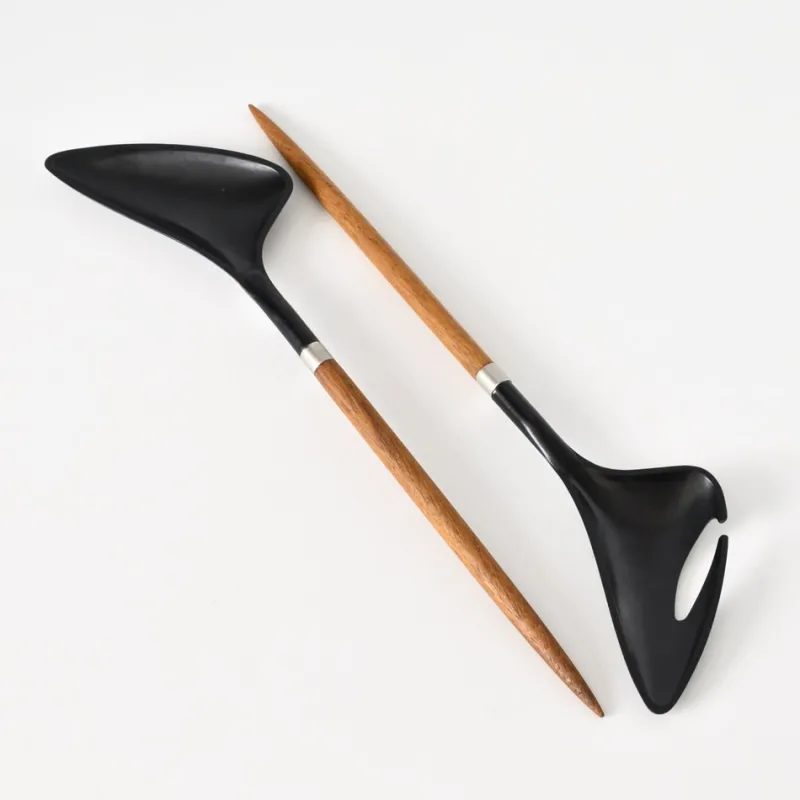 Pamono Mid-Century Danish Salad Servers by Helge Benzin for Astrid Wessels, 1960s, Set of 2> Cutlery & Serving Utensils