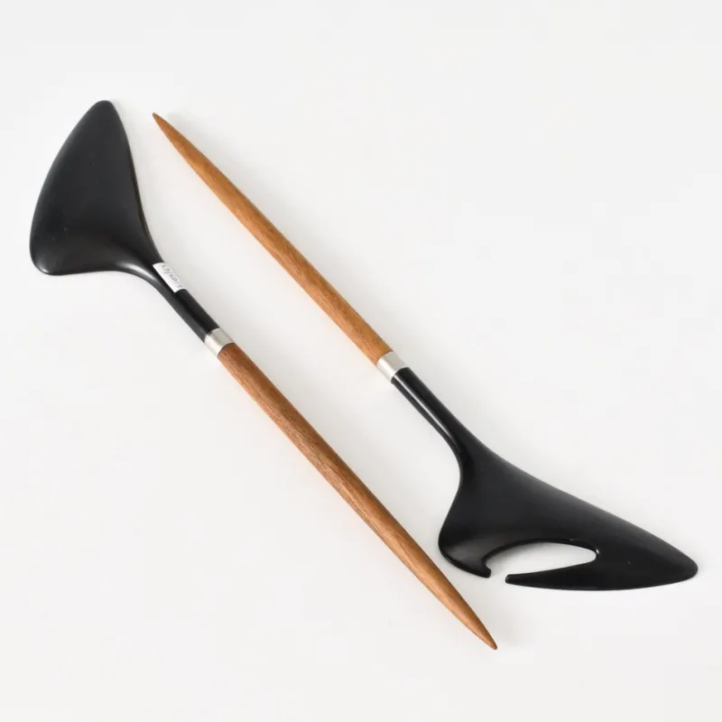 Pamono Mid-Century Danish Salad Servers by Helge Benzin for Astrid Wessels, 1960s, Set of 2> Cutlery & Serving Utensils
