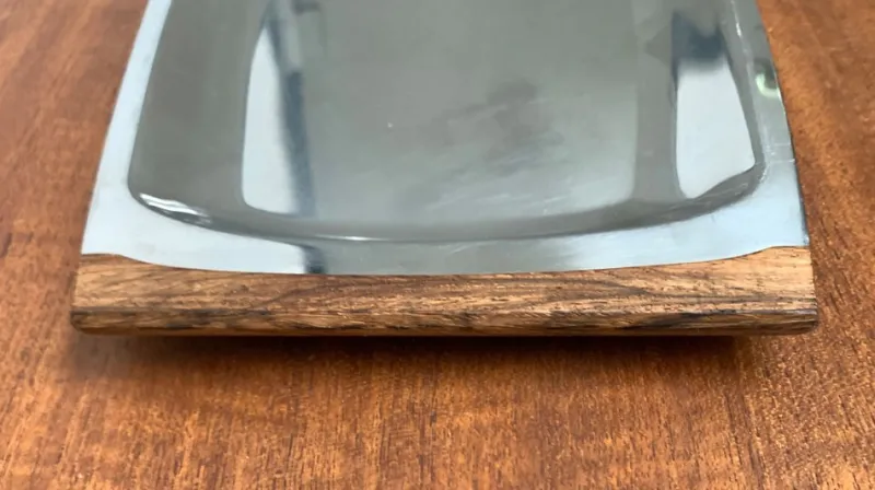 Clearance Pamono Mid-Century Danish Stainless Steel and Teak Tray from Lundtofte Denmark, 1960s