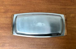 Clearance Pamono Mid-Century Danish Stainless Steel and Teak Tray from Lundtofte Denmark, 1960s