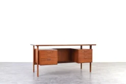 New Pamono Mid-Century Danish Teak Executive Desk by Kai Kristiansen for FM Møbler, 1960s